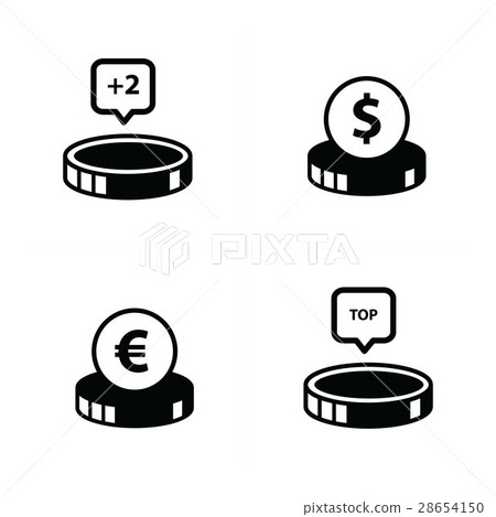 插图素材: coin and bubbles icon set vectors design