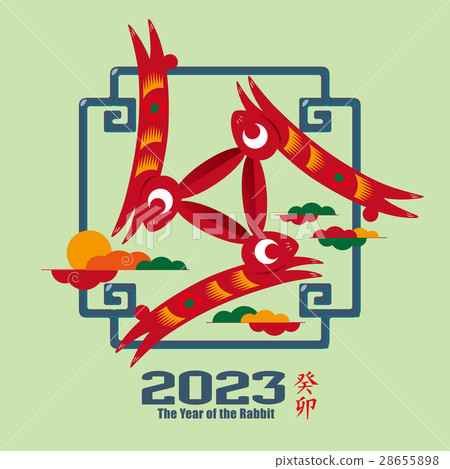 插图素材: graphic icon of chinese year of the rabbit 2023