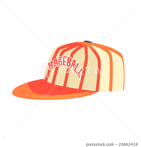 插图素材: pitcher cap with orange stripes, part of baseball 查看