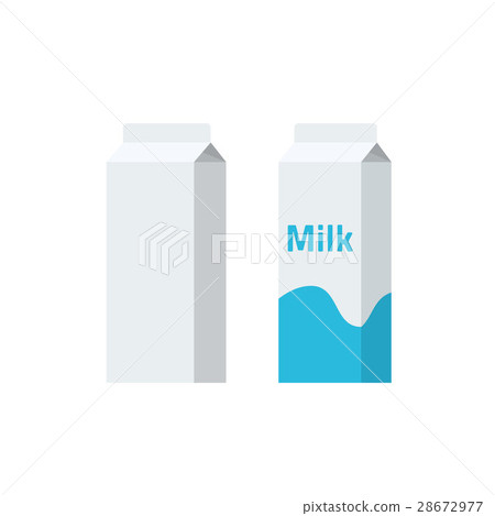 插图素材: carton paper packaging box, empty milk product