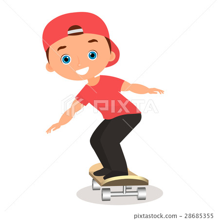 插图素材: young man skateboarding. vector illustration.