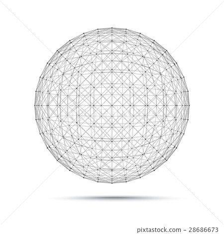 插图素材: geometric wire mesh sphere