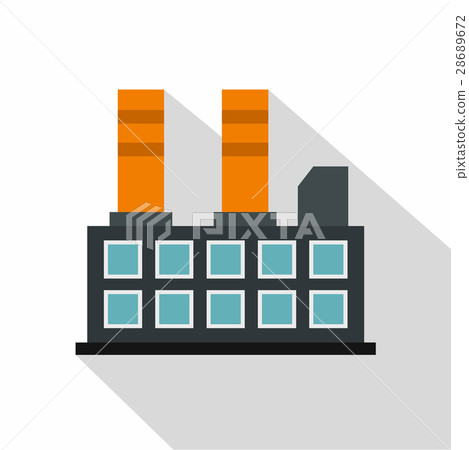 图库插图: industrial factory building icon, flat style