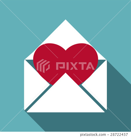 图库插图: love letter icon, flat style