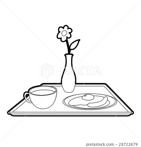 插图素材: breakfast in bed icon, outline style