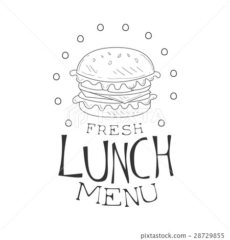 插图素材: cafe lunch menu promo sign in sketch style with