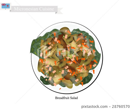 图库插图: breadfruit salad, in micronesia