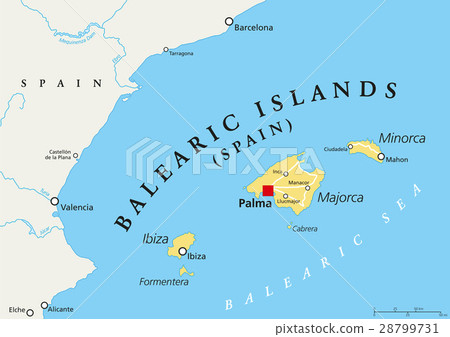 插图素材: balearic islands political map