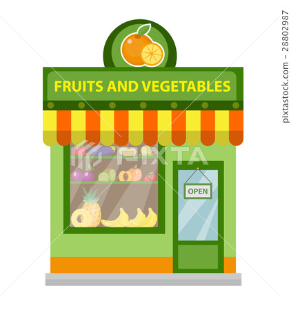 插图素材: store fruits and vegetables. shop building 查看全部