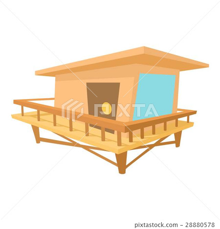 插图素材: stilt house icon, cartoon style