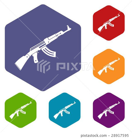 插图素材: submachine gun icons set