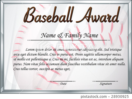 图库插图: certificate template for baseball award