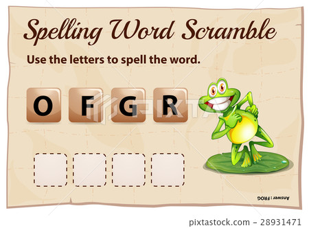 插图素材: spelling word scramble template with word frog 查看