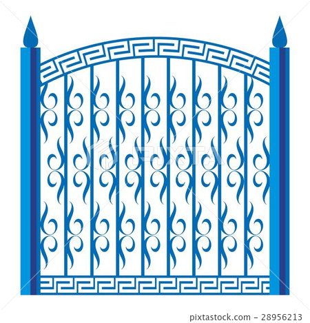 插图素材: forged gate icon, cartoon style