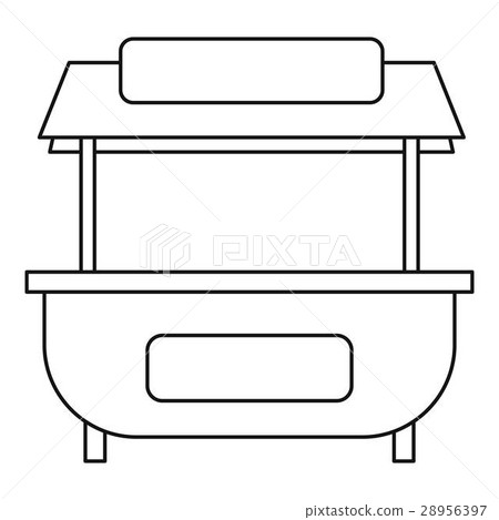 插图素材: market stand stall icon, outline style