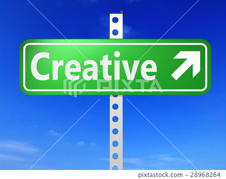 插图素材: direction sign with creative words