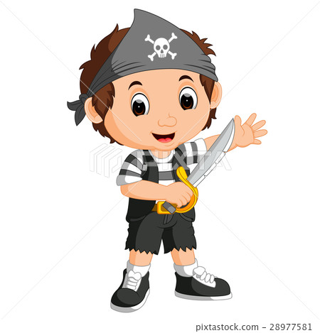 插图素材: kid boy pirate cartoon