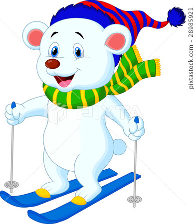 插图素材: polar bear skiing