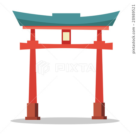 图库插图: japanese red gate. traditional oriental landmark