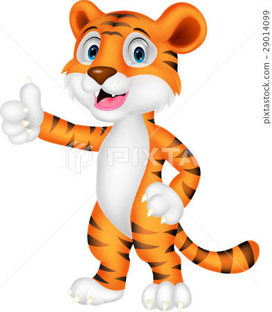 插图素材 cute tiger cartoon giving thumb up