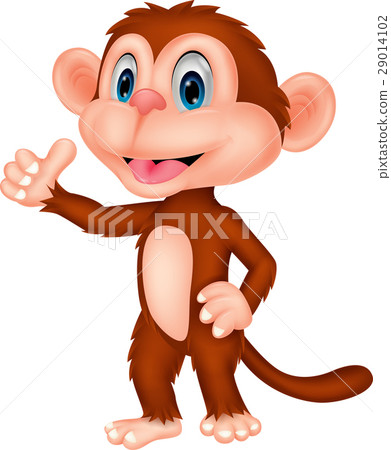 插图素材: cute monkey cartoon with thumb up