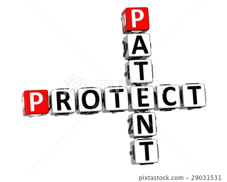 图库插图 3d patent protect crossword on white background