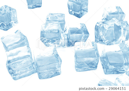 插图素材: ice cubes background, pile of blue ice cubes. 3d