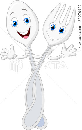 图库插图: spoon and fork cartoon