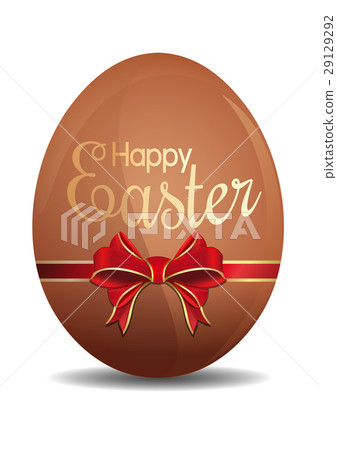 图库插图: easter egg tied with a red ribbon and bow
