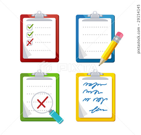 图库插图: checklist dashboards survey icon set. vector