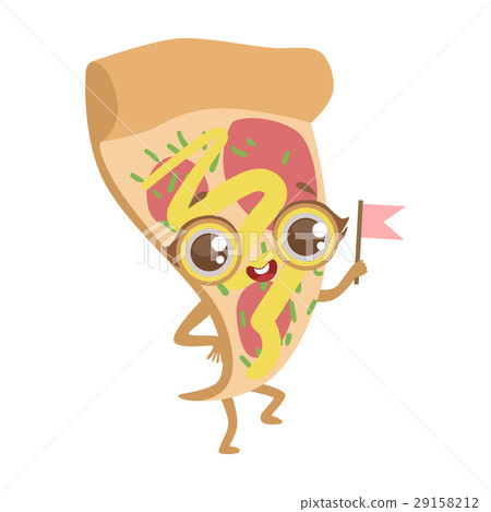 cartoonfood,cartoonanimator 插图素材: slice of pizza cute anime humanized cartoon food