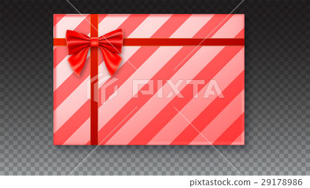 插图素材: gift box with big red bow and ribbon on white