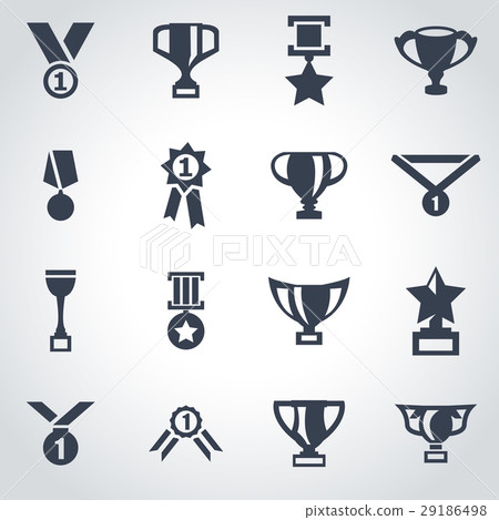 插图素材: vector black trophy and awards icon set