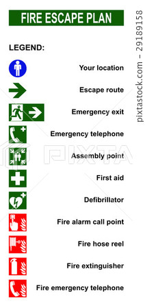 图库插图: set of symbols for fire escape evacuation plans