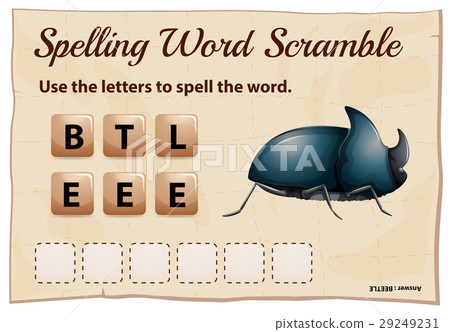 插图素材: spelling word scramble for word beetle