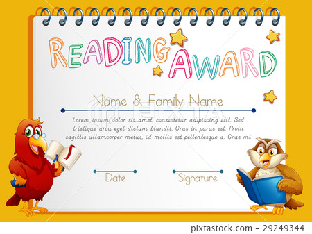 插图素材: certificate template for reading award