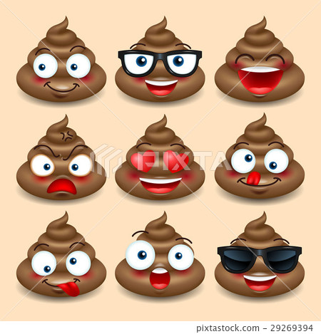 图库插图 set of cute poop happy poop emoji