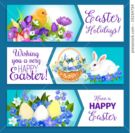 插图素材: vector easter banners of pashcal greetings