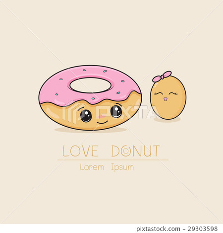 图库插图: cute chocolate donut cartoon character