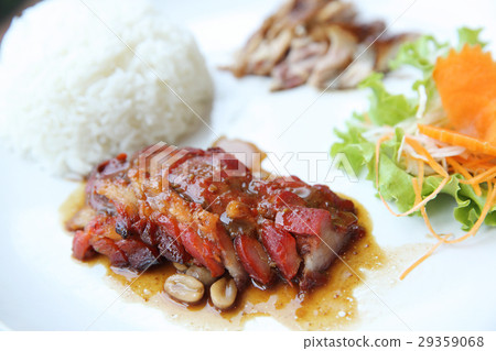 图库照片: chinese food barbecued pork with rice