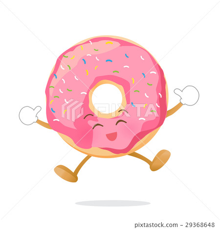 图库插图: donut cartoon jumping with happiness isolated