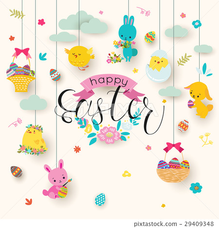 图库插图: happy easter holiday greeting card template with