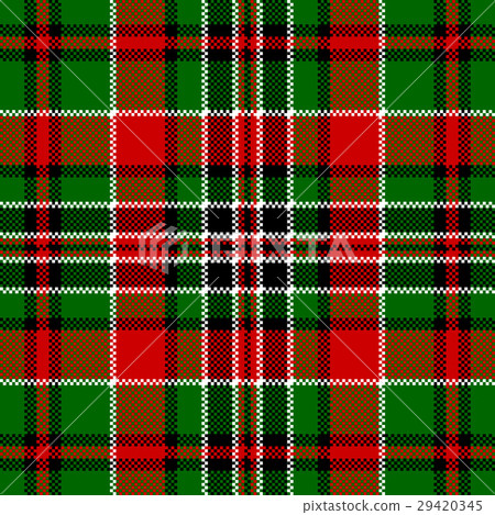 图库插图: green red check square pixel seamless pattern