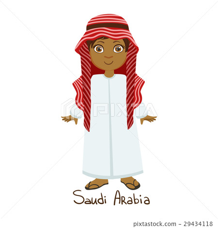 插图素材: boy in saudi arabia country national clothes