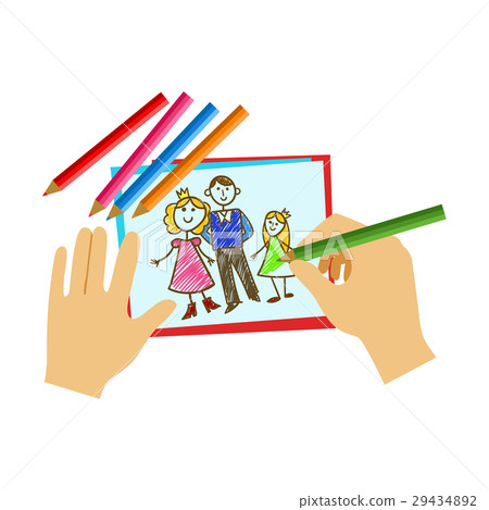 图库插图: two hands coloring with pencil a coloring book