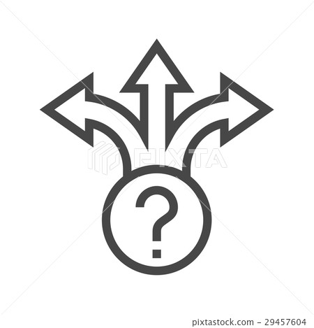 directionarrow,onedirection 插图素材: three-way direction arrow thin line vector icon