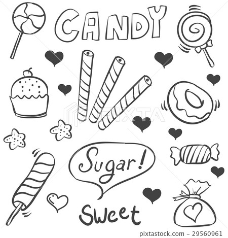 插图素材: doodle of sweet candy sketch collection stock 查看全部