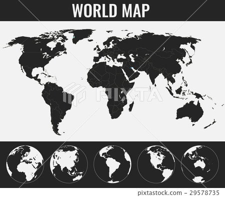 插图素材: world map with globes. infographic map. vector