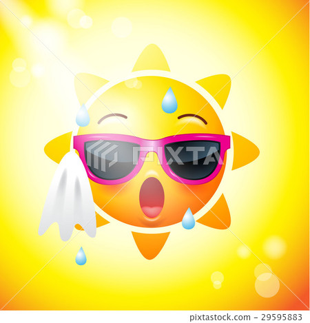 插图素材 sun face icons or yellow funny faces