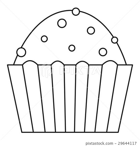 图库插图: muffin cake icon, outline style